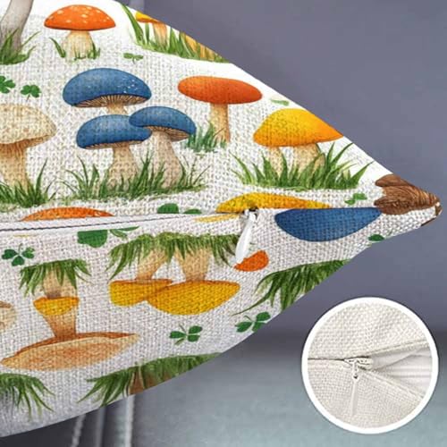 Smooffly Mushroom Waist Lumbar Cotton Linen Throw Pillow case Cushion Cover for Sofa Home Decorative Oblong 12x20 Inches - color: Swn17