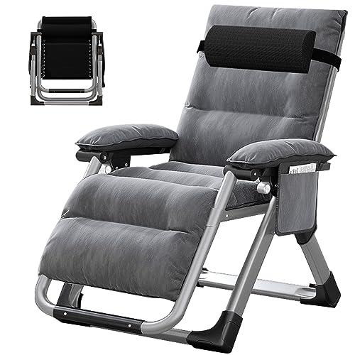 ABORON Upgrade Zero Gravity Chair/Armrest Mat,Premium Outdoor Lawn Folding Lounge Chairs,Sturdy Adjustable Reclining Patio Chairs with Removable Seating Cushion,Headrest & Tray - color: Light Gray Cotton Chair