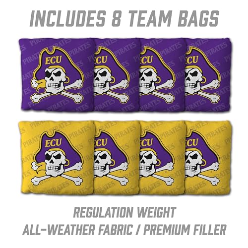 YouTheFan NCAA 2’ x 3’ Wood Cornhole Game with Logo Bags - color: East Carolina Pirates, size: 2' X 3'