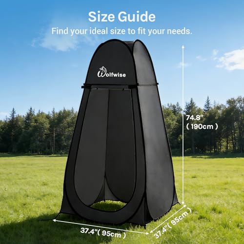 Wolfwise Pop Up Shower Tent for Camping Essentials, Portable Instant Changing Tent with Ventilation Window & Carry Bag, Privacy Dressing Room Bathroom Toilet for Beach & Outdoor, Standard, Dark Black - color: Dark Black, size: Standard: 6'3" H, 39.4" W