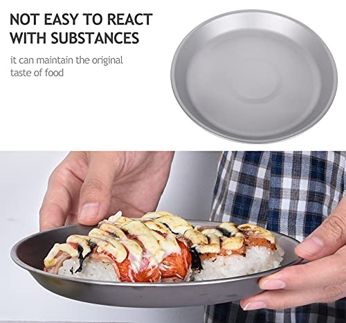 iBasingo Titanium Camping Plates and Bowls Set with Mesh Bag - 174mm Ultralight Backpacking Dinnerware for Hiking, Survival Kit & Outdoor Cooking (61g Plate + 67g Bowl) Ti1113T - color: Plate and Bowl Set-Ti1113T