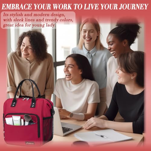 Red Lunch Box for Women for Work Insulated Lunch Bag for Female Adult, Fashion Ladies Lunch Tote Bag - color: A12: Red, size: Large