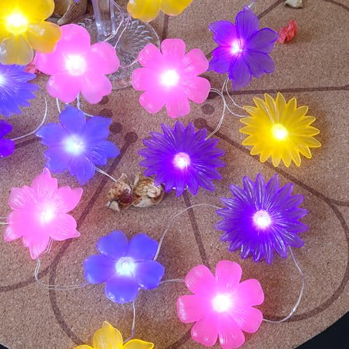 Solar Lights Outdoor Flower String Lights Waterproof Fairy Spring Summer Floral Garden Tree Balcony Yard Fence Plants Decor Night Light 14ft 40 LED. - style: Flower