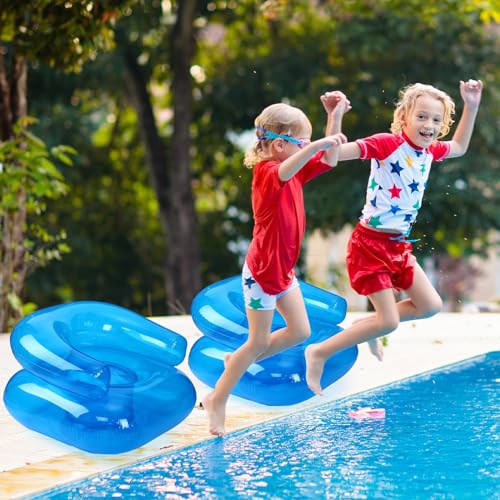 4 Pcs 28 Inch Kids Inflatable Chairs Blow up Chairs Inflatable Furniture Novelty Blow up Couch Seat Waterproof PVC Air Sofa Couch for Kids Beach 90s Party Camping, Picnics Party Supplies - color: Blue