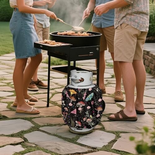 Rv Propane Tank Cover Mushroom Flower Propane Tank Cover for Rv Trailer 20 lb Cylinder Covers for Outdoor and Indoor Use Dustproof 13.7'' x 16.5'' - color: Mushroom Flower
