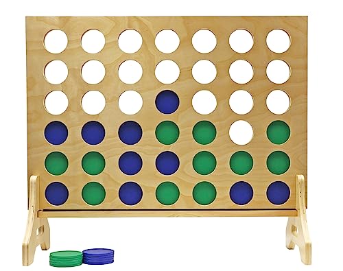 Tailgating Pros Premium Giant Four in a Row with Carrying Case - Jumbo Oversized Outdoor Yard Game - Connect Multiple Pucks in a Row to Win - Many Puck Colors Available! - color: Blue / Kelly