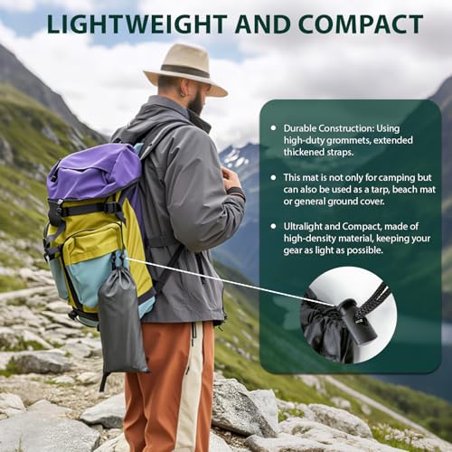 KRUI Tent Footprint, PU 2000 Waterproof Camping Tarp, Durable Tent Floor Saver for Hiking, Backpacking, Hammock, Beach and Picnic - size: 4 Person - 86“ x 90”