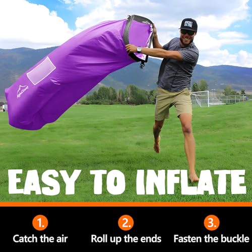 AlphaBeing Inflatable Lounger Beach Chair Accessories, Air Sofa Hammock Inflatable Couch for Camping Backyard Lakeside with Compression Sacks, Ideal Outdoor Gifts for Adults - color: PURPLE