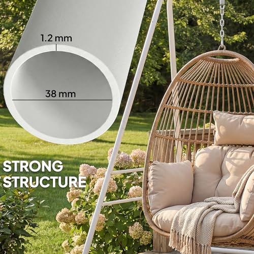 Outsunny Hammock Chair Stand, Free Standing Heavy Duty Hanging Swing Chair with Anti-Slip Foot Pads, 2 Carabiners, for Relaxation, Indoor and Outdoor Use, White - color: White