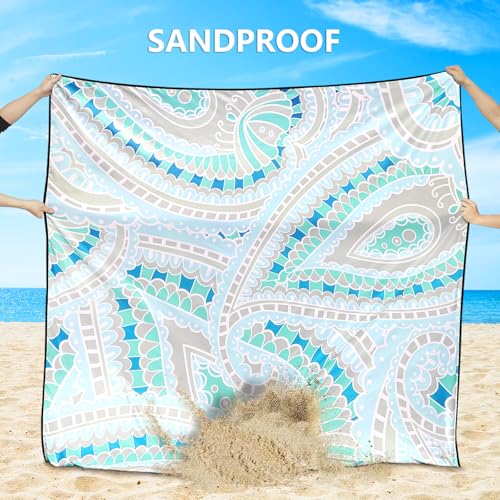 AISPARKY Beach Blanket Waterproof Sandproof Quick Drying Beach Mat Extra Large Outdoor Picnic Blanket for Travel Camping Hiking - color: Psl-bluegreygreen, size: 79" X 83"