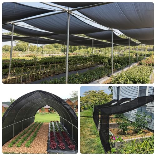 SUNNY GUARD 65-75% Sun Shade Cloth, 8 x 12 FT Black HDPE Mesh – Breathable Garden Shade Cover for Plants, Vegetables, Greenhouse, Patio, Chicken Coop & Dog Kennel - color: 70% SHADE-BLACK, size: 8 FT x 12 FT