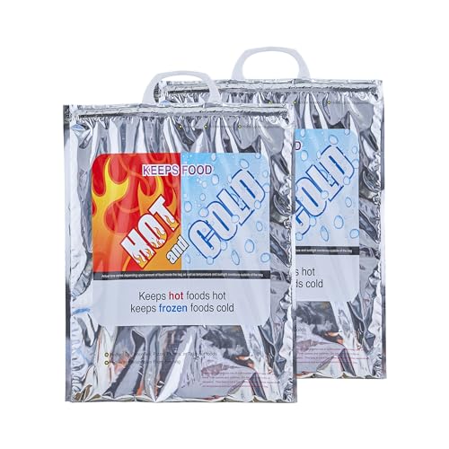 Superio Hot and Cold Insulated Bags for Food Delivery, Grocery Shopping Bags, Food Storage for Hot and Frozen Food for Travel, Disposable Cooler Bag, Reinforced Thermal Lunch Bag (2, 13.5"x17.5") - color: 2 Pack, size: Medium (Meal Size)