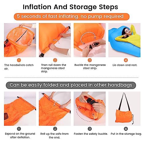 Inflatable Lounger, Ultralight Portable Ergonomic Beach Bed Air Sofa Couch Waterproof Anti-Air Leaking for Indoor Outdoor Hiking Camping Traveling, No Pump Required (Color D) - color: Color D