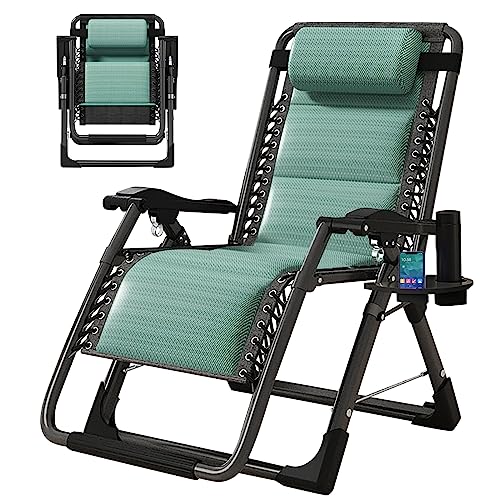 MOPHOTO Zero Gravity Chair, Outdoor Padded Lounge Chair with Side Table, Zero Gravity Recliner Chair, Outdoor Reclining Chair, Sturdy & Comfortable, Supports up to 440lbs - color: Pear Green, style: Zero Gravity Chair