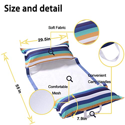 FindUWill Pool Hammock Floats, XL, 2Pack Inflatable Water Floaties 4-in-1 (Saddle, Lounge Chair, Drifter), Lounger for Adults - color: 01Rainbow&Kanagawa