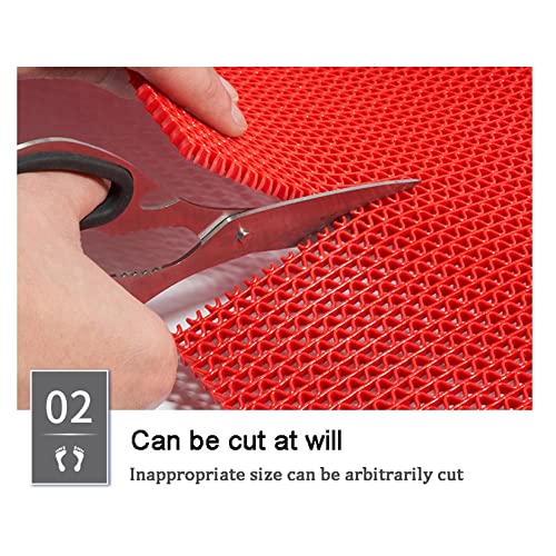 Drainage Non Slip Mats 3'x10' Heavy Duty Commercial Floor Mat Mesh Hollow Door Mat Roll for Swimming Pool Bathroom Kitchen Garage Indoor Outdoor Wet Area,Gray/Grey,0.9×3M/3×10FT - color: Gray/Grey, size: 35.4" x 118"