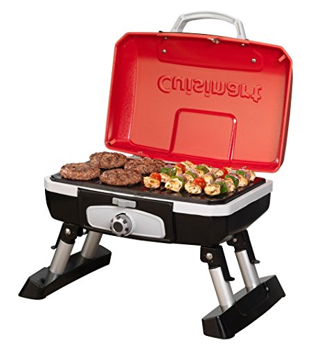 Cuisinart Petite Gourmet Portable Gas Grill, Compact Portable Grill Propane, 150 Sq. In. Cooking Surface, 5,500 BTU Burner Small Gas Grills for Camping, BBQ, Folding Legs and Carry Handles, Red - color: Petit Gourmet Tabletop Gas Grill, Red