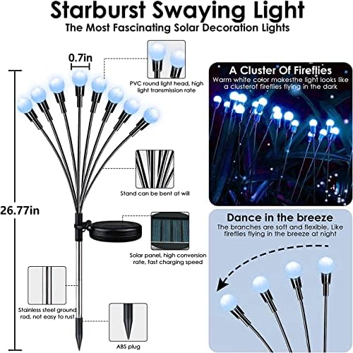 Albelt 6-Pack Solar Outdoor Lights for Garden Decorations, 48 LED Super Bright Firefly Light (Sway by Wind), New Upgraded Solar Lights Outside Waterproof for Outside Pathway Patio Yard Porch (Blue) - color: Blue, size: 6 Pack