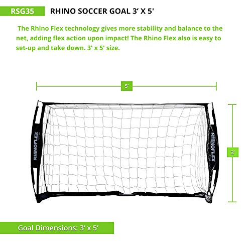 Champion Sports Rhino Flex Portable Soccer Goal – Durable Pop-Up Soccer Net with Carry Bag, Ground Stakes, and Sturdy Frame, Easy Setup for Backyard Practice or Games - style: 3' x 5'