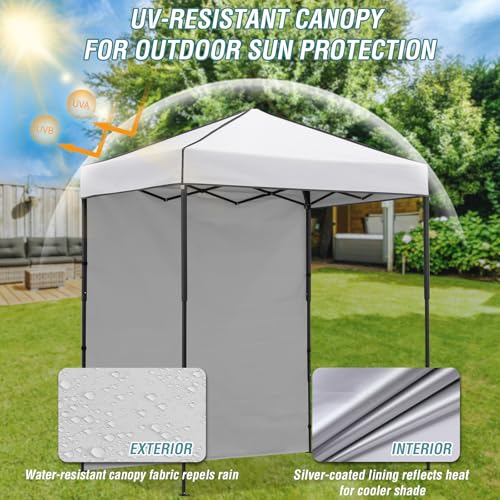 EAGLE PEAK 6x4 Instant Pop Up Canopy Tent with 1 Side Wall Panel, Straight Leg Sun Shelter, Portable Canopy with Carry Bag for Camping, Beach & Sports, White - color: White, size: One Wall