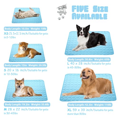 Washable Dog Cooling Mat Ice Silk Cooling Mat for Dogs Pet Self Cooling Pad Blanket Dog Cool Pad for Indoor & Outdoor Car Seats (Blue, 16x12 in)