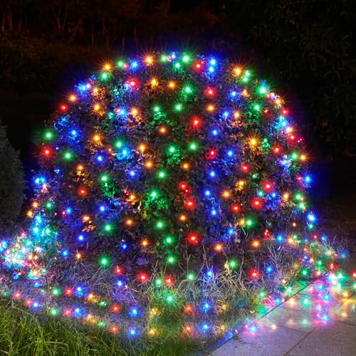 BlcTec Christmas Net Lights, 360 LED 9.8ft x 6.6ft Outdoor Christmas Lights with 8 Modes, UL Certified, Timer, Connectable, Waterproof for Bushes, Trees, Shrubs Yard Outdoor Xmas Decor, Multicolor - color: Muticolor, size: 360LED