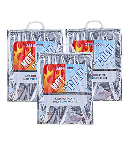 Superio Hot and Cold Insulated Bags for Food Delivery, Grocery Shopping Bags, Food Storage for Hot and Frozen Food for Travel, Disposable Cooler Bag, Reinforced Thermal Lunch Bag (3, 13.5"x17.5") - color: 3 Pack, size: Medium (Meal Size)