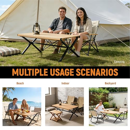 OUTSIDER Folding Camping Table with Carry Bag – Lightweight Aluminum, Roll-Up Portable Table for Camping, Picnics, Beach & Tailgates, Easy Setup & Compact Storage