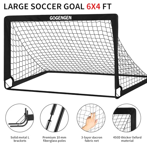 Soccer Goal, 2 of 6x4 Soccer Goals for Backyard with Soccer Net, Soccer Ball, Target, Cones, Soccer Training Equipment for Toddler Kids Youth - color: Black