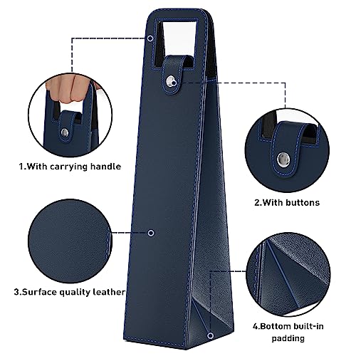 RYDDOY Wine Gift Bag, Reusable Leather Wine Tote Carrier, Single Bottle Champagne Beer Gift Bags Carrier for Birthday, Wedding, Picnic Party,Christmas festival Gifts (Blue) - color: A-Blue-16.1×3.5×3.5
