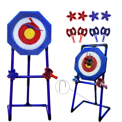 BunnyBoo Family Axe Throwing Game for Backyard Fun - color: Blue, size: 21" Bristle Target