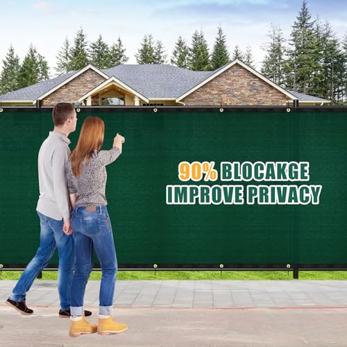 UIRWAY Fence Privacy Screen 5ft x 50ft Green, Heavy Duty 170GSM 90% Visibility Blockage, UV Resistant Outdoor HDPE Fence Covering Windscreen for Chain Link Fence Backyard Garden Patio with Cable Ties - color: Green, size: 5' x 50'