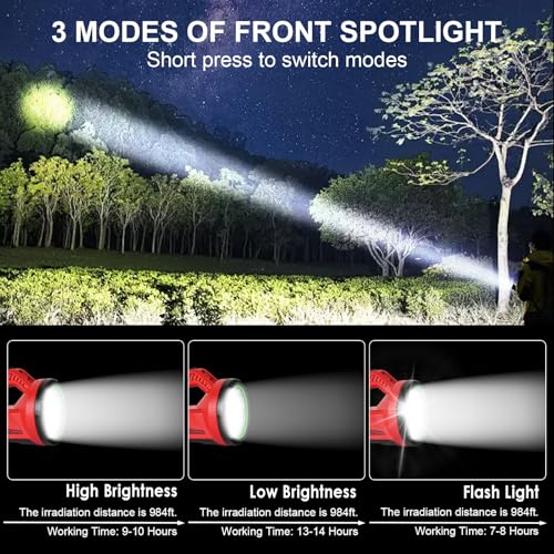 ERAY Rechargeable LED Spotlight Flashlight, Portable Camping Lantern 4800mAh, 7 Light Modes &Waterproof, Super Bright Handheld Spotlight for Hurricane Emergency, Outages, Camping, Hiking - color: Red
