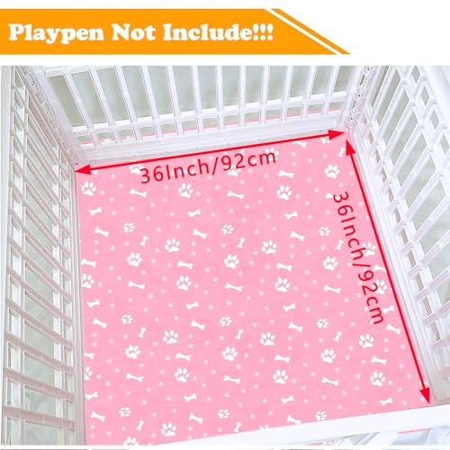 Dog Playpen Bottom Pad Fits for 36 Inch 4 Panels Exercise Pet Playpen, Dog Crate Pad Puppy Playpen Pad, Hoop and Loop Design (Note: Playpen Not Included). -Pink - color: Pink