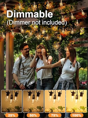 Svater Outdoor String Lights LED 25 FT, Patio Lights for Outside Waterproof IP65 with Shatterproof LED Bulbs, Cafe Bistro Backyard Balcony Hanging Light Warm White - size: 25FT