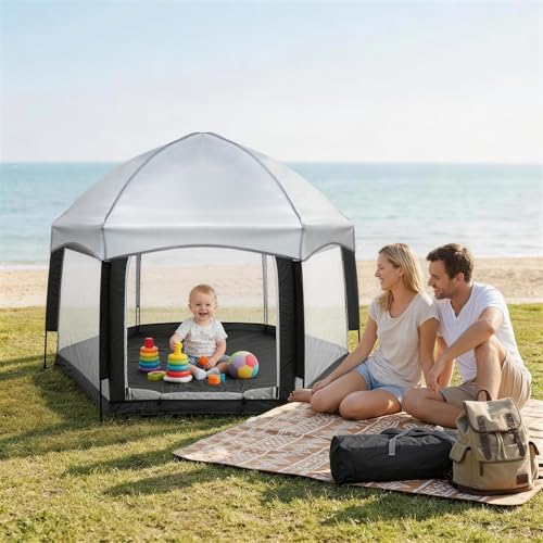 Palopalo Black Pop Up Baby Beach Tent - UPF50+ Sun Protection Canopy & Mosquito Net, Instant Setup Portable Playpen for Indoor & Outdoor Play, Lightweight Pack and Play Yard - color: Black