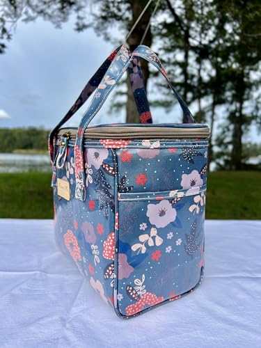 Kwang Min Floral Insulated Lunch Bag for Women,Reusable Lunch Box,Large Cooler for Office,Picnic Outdoors,Premium Quality Waterproof Fabric,Ideal Gift for Outdoors and work (Foliage) - color: Foliage