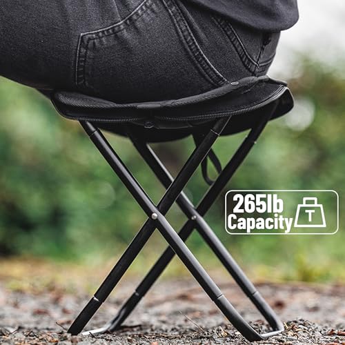 windhike Blackdog 11in Ultralight Camping Folding Stool - 0.7lb Compact Camping Chair, 265lb Capacity Aluminum Alloy X-Frame for Hiking, Fishing BBQ Portable Small Stool for Adults (Pro - Khaki) - color: Pro - Khaki