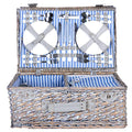 Picnic Basket Set for 4 Persons, Willow Picnic Basket with Insulated Cooler Bag and Tableware, Handmade Gift Hamper for Outdoor Lake Beach Camping and Party