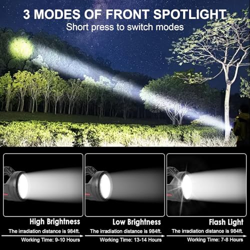 Rechargeable LED Spotlight Flashlight, Portable Camping Lantern 4800mAh, 7 Light Modes &Waterproof, Super Bright Handheld Spotlight for Hurricane Emergency, Outages, Camping, Hiking - color: Black