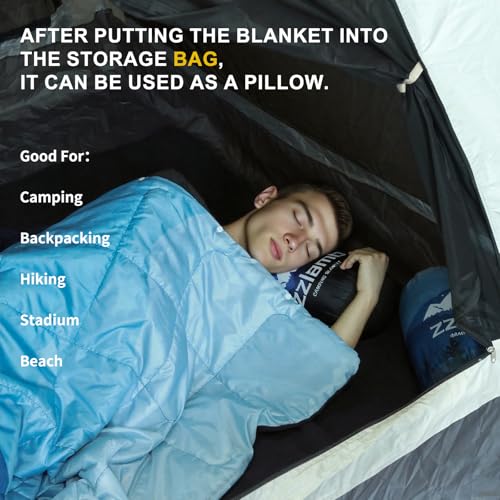 zzlamb Hooded Stadium Blanket,Waterproof Outdoor Camping Blanket Polar Fleece,Warm Windproof Portable for Stadium,Sports,Picnic,Beach,Car,Pets,56x75in Cyan Ridge Fade - color: Cyan Ridge Fade