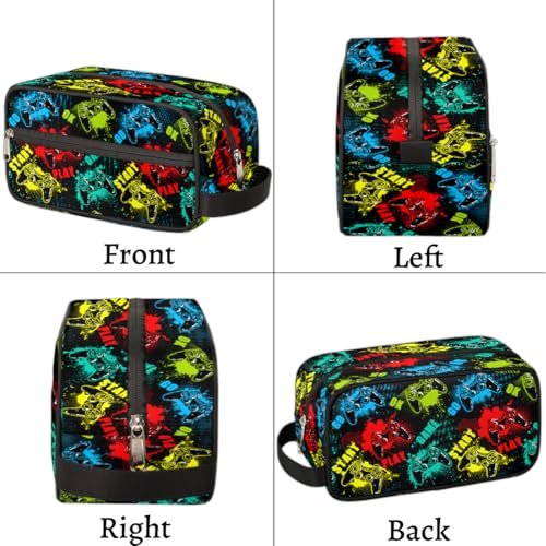 Kids Travel Toiletry Bag - Waterproof Hanging Cosmetic Hygiene Bags for Boys Men - Game Controller Large Shave Kit for Toiletries Accessories Bathroom Stuff - color: Game