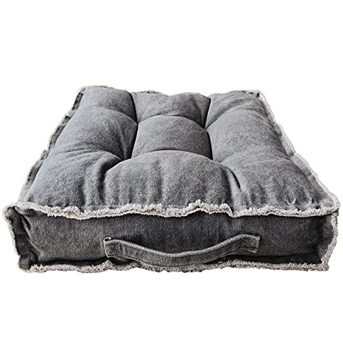 Square Thick Floor Seating Cushions,Solid Thick Tufted Cushion Meditation Pillow for Sitting on Floor,Tatami Pad for Guests or Kids Reading Nook, oga Living Room Sofa Balcony Outdoor(Darkgray) - color: Darkgray