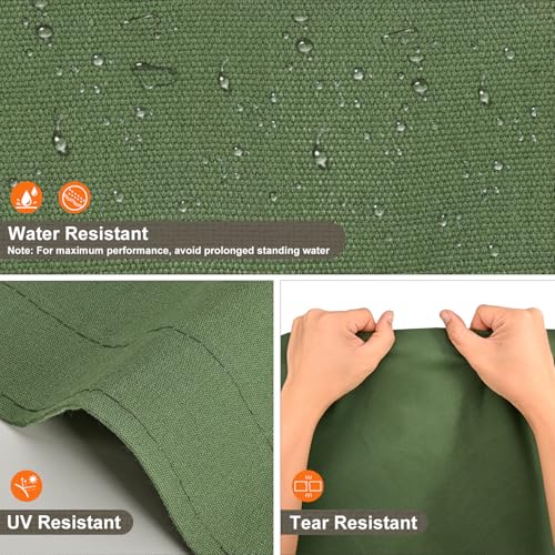 Canvas Tarp 12x16 Feet, 12 Oz Heavy Duty Water Resistant with Rustproof Grommets, UV Resistant, Multipurpose Outdoor Tarpaulin for Camping, Canopy, Woodpile, Trailer (Green) - color: Green, size: 12x16