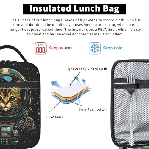 Cat Lunch Box for Women Kids Girls Men Insulated Lunch Bag Lunchbox Adults Lunch Tote Bags Reusable Cooler for Work Office School Picnic Travel - color: Cat01