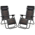 COSTWAY 2PCS Zero Gravity Lounge Chairs, Patio Rattan Recliner with Pillow, Lockable, Foldable & Lightweight, Suitable for Outdoor Use (Mix Brown) - color: Mix Brown