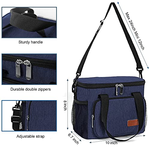 Femuar Lunch Bags for Women/Men, Insulated Lunch Bag for Work Office Picnic - Lunch Cooler Bag Leakproof Lunch Box with Adjustable Shoulder Strap - Dark Blue - color: Dark Blue, size: Medium Size