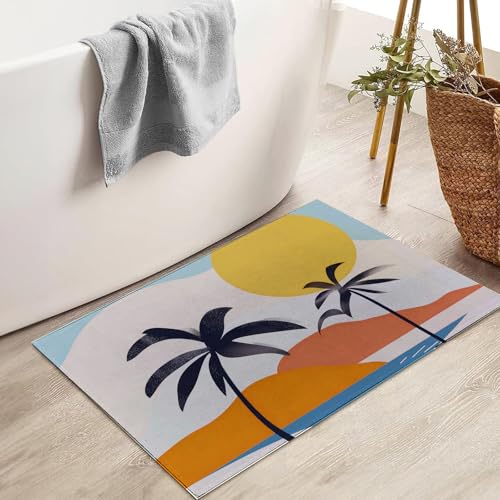 Abstract Sunset Palm Tree Indoor Door Mat for Entryway, 17x29.5 Inch, Modern Tropical Floor Doormat for Home Decor, Non-Slip Rug Mat for Living Room, Kitchen, Bedroom, Gifts for Beach Lovers - color: Color24