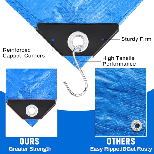 8 Pack 4 x 6 ft 5.5 Mil Small Tarps Heavy Duty Waterproof Tarp Multi Purpose Tent Cover for Home Boats Cars Camping Patio Furniture Roof Emergency Rain Protective Cover, Blue - color: Blue, size: 4 x 6 ft
