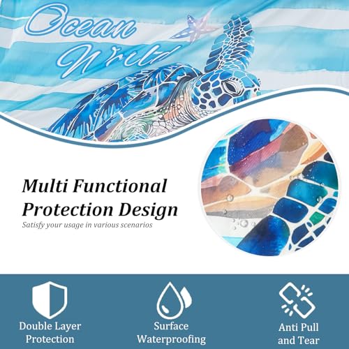 Beach Blanket Waterproof Sandproof Beach Mat 79" X 83" for 2-8 Adults, Sand Free Mat Quick Drying for Travel, Camping, Hiking with 4 Stakes & 4 Corner Pockets (Turtle) - color: Turtle